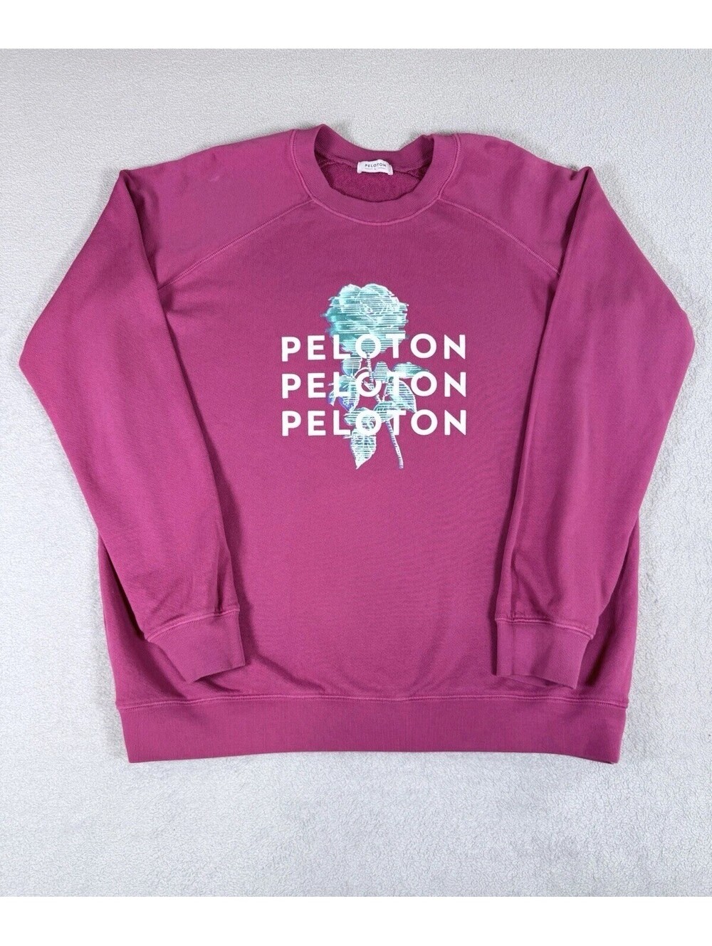 Peloton 100% Cotton Oversized Crewneck Sweatshirt Women's Size Large Pink
